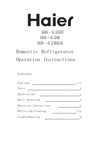 Manual Haier HR-62W Refrigerator