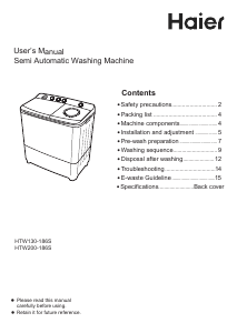 Manual Haier HTW130-186S Washing Machine