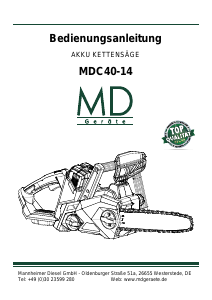 Bedienungsanleitung MD MDC40-14 Kettensäge