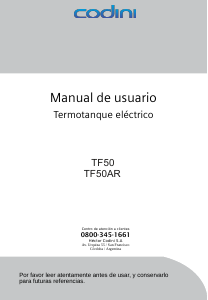 Manual de uso Codini TF50AR Calentador de agua
