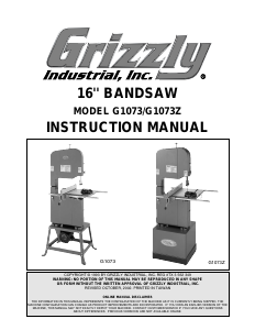 Manual Grizzly G1073 Band Saw