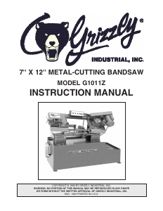 Handleiding Grizzly G1011Z Bandzaag