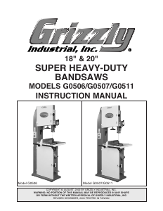 Manual Grizzly G0511 Band Saw