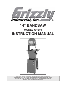 Manual Grizzly G1019 Band Saw