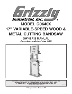 Handleiding Grizzly G0640X Bandzaag