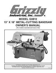 Manual Grizzly G0812 Band Saw