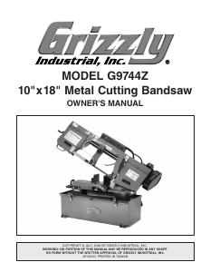 Manual Grizzly G9744Z Band Saw