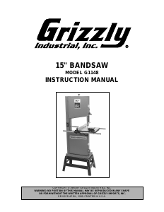 Manual Grizzly G1148 Band Saw