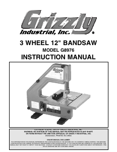 Manual Grizzly G8976 Band Saw