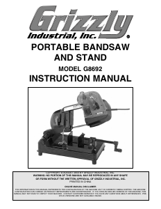 Manual Grizzly G8692 Band Saw