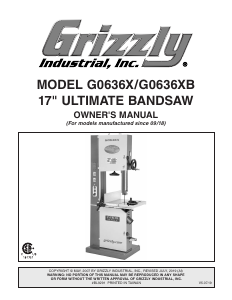 Manual Grizzly G0636XB Band Saw