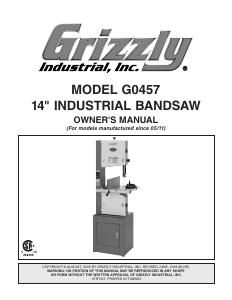 Manual Grizzly G0457 Band Saw