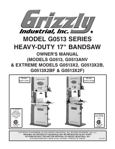 Manual Grizzly G0513X2B Band Saw