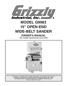 Manual Grizzly G9983 Belt Sander