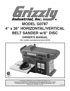 Manual Grizzly G0787 Belt Sander