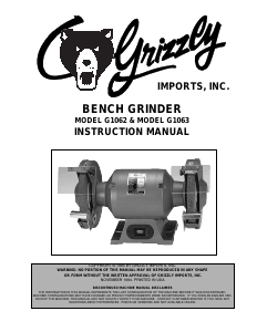 Manual Grizzly G1062 Bench Grinder