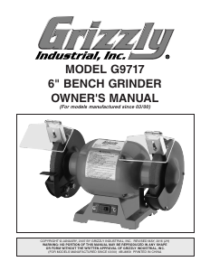 Manual Grizzly G9717 Bench Grinder