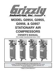 Manual Grizzly G0957 Compressor