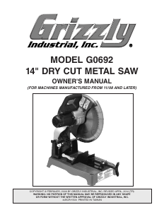 Manual Grizzly G0692 Cut Off Saw