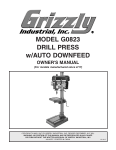 Manual Grizzly G0823 Drill Press