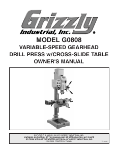 Manual Grizzly G0808 Drill Press