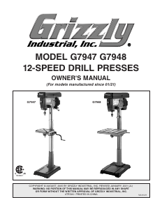 Manual Grizzly G7948 Drill Press