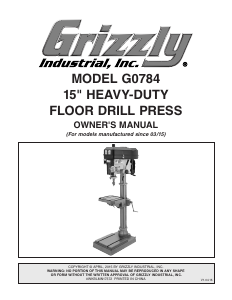 Manual Grizzly G0784 Drill Press