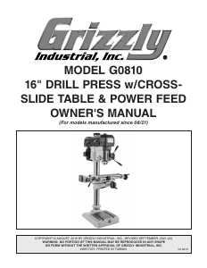 Handleiding Grizzly G0810 Kolomboormachine