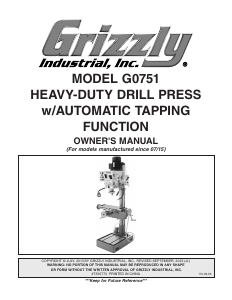 Manual Grizzly G0751 Drill Press