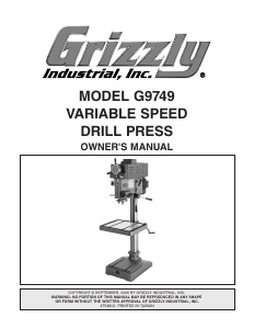 Manual Grizzly G9749 Drill Press