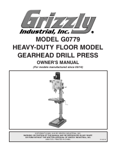 Handleiding Grizzly G0779 Kolomboormachine