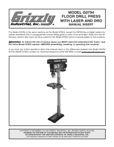 Manual Grizzly G0794 Drill Press