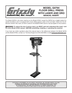 Handleiding Grizzly G0794 Kolomboormachine