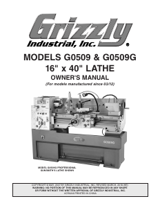 Manual Grizzly G0509 Lathe