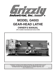 Manual Grizzly G4003 Lathe