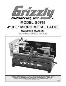 Manual Grizzly G0745 Lathe