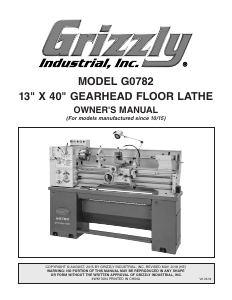 Manual Grizzly G0782 Lathe