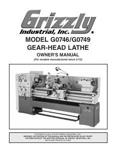 Manual Grizzly G0746 Lathe