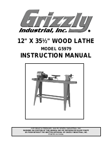 Manual Grizzly G5979 Lathe
