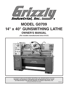 Manual Grizzly G0709 Lathe