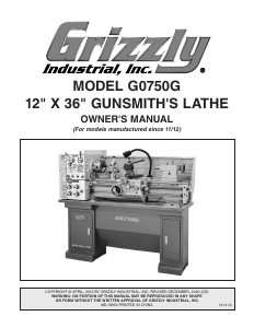 Manual Grizzly G0750G Lathe