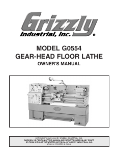 Manual Grizzly G0554 Lathe