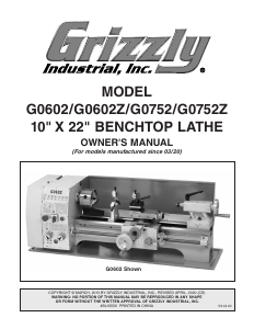 Manual Grizzly G0752 Lathe