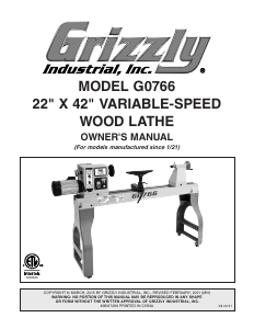Manual Grizzly G0766 Lathe