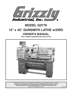 Manual Grizzly G0776 Lathe