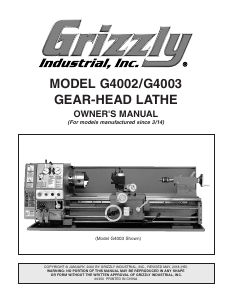 Manual Grizzly G4002 Lathe