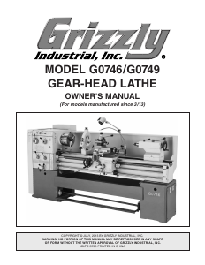 Manual Grizzly G0749 Lathe
