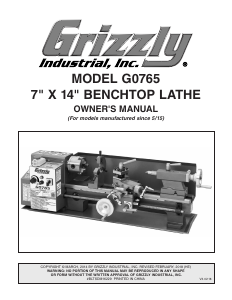 Manual Grizzly G0765 Lathe