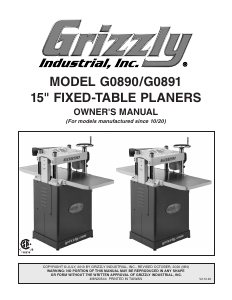 Manual Grizzly G0890 Planer