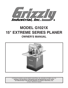 Manual Grizzly G1021X Planer